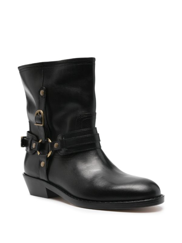 ISABEL MARANT 40mm Buckle-strap Leather Biker Boots | Browns Boots