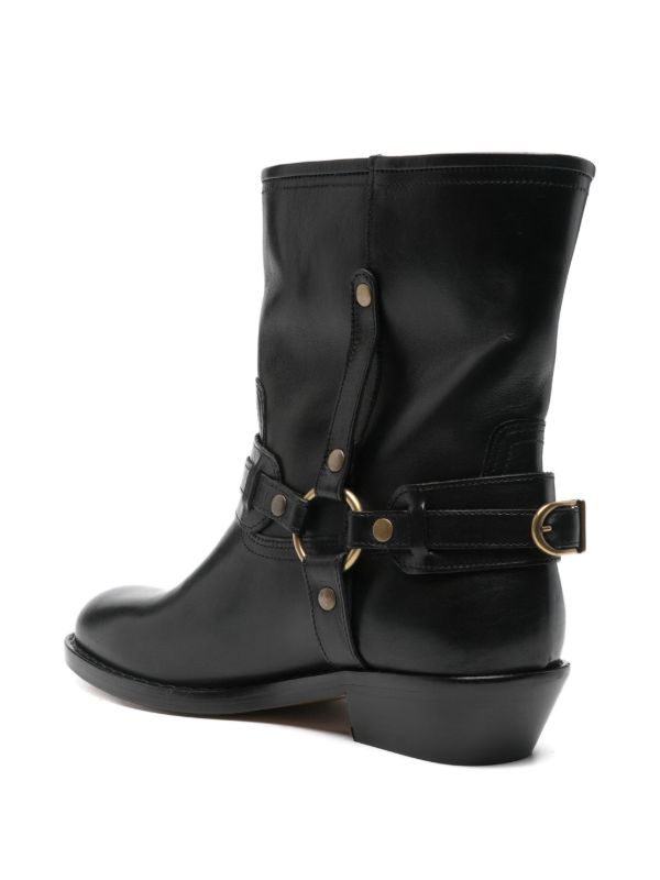 ISABEL MARANT 40mm Buckle-strap Leather Biker Boots | Browns Boots