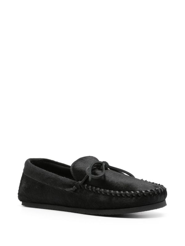 ISABEL MARANT Black Bow-Embellished Hair Loafers | Browns Loafers