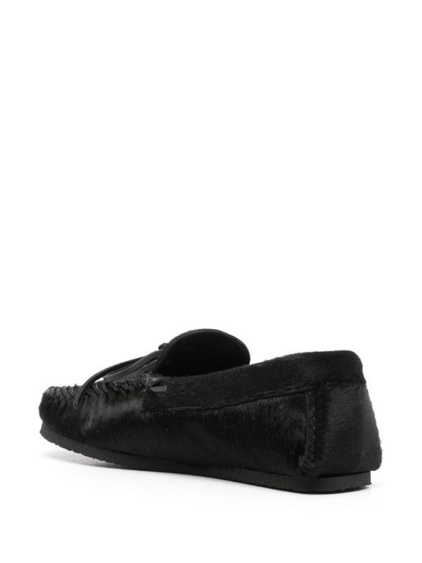ISABEL MARANT Black Bow-Embellished Hair Loafers | Browns Loafers
