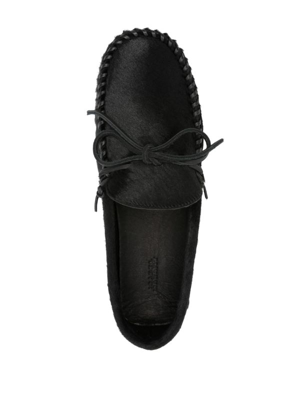 ISABEL MARANT Black Bow-Embellished Hair Loafers | Browns Loafers