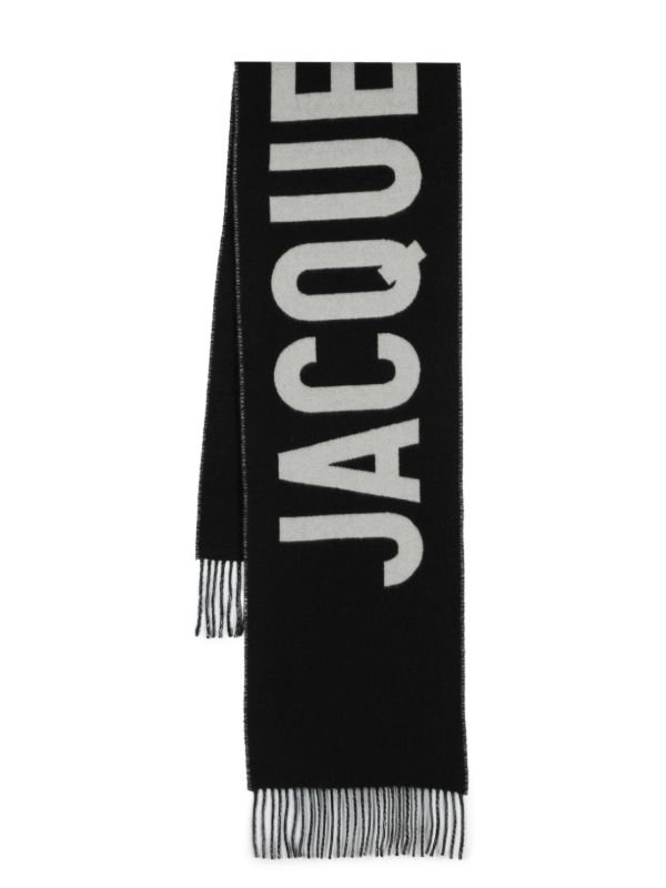 Jacquemus Black L'écharpe Logo Jacquard Wool Scarf | Browns Scarves