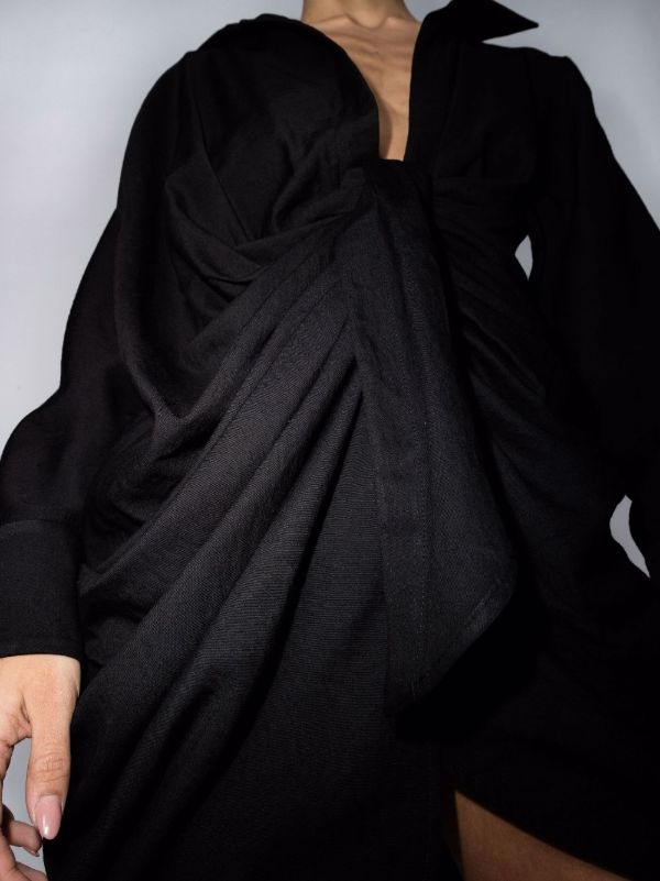 Jacquemus Black La Robe Bahia Draped Mini Dress | Browns Day Dresses