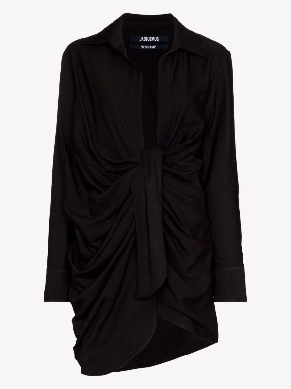 Jacquemus black La Robe Bahia draped mini dress | Browns Day Dresses