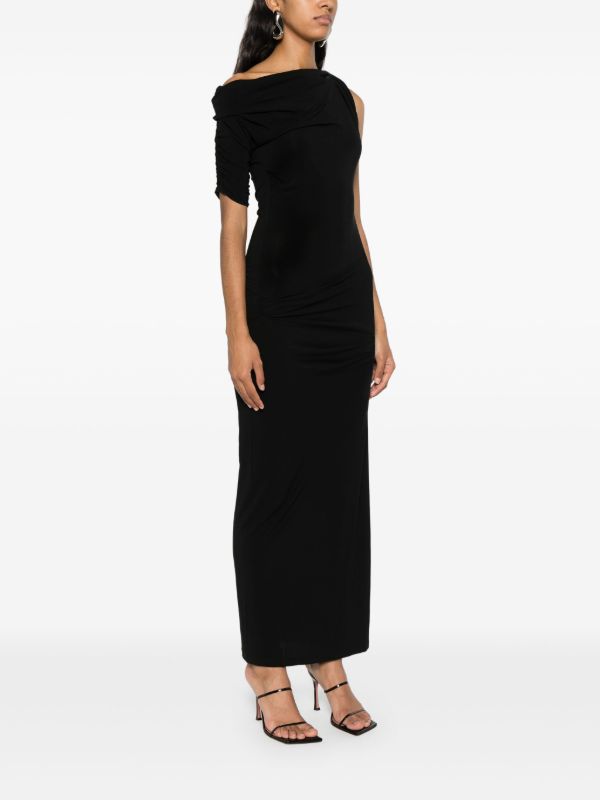 Jacquemus Black La Robe Drapeado Midi Dress | Browns Cocktail & Party Dresses