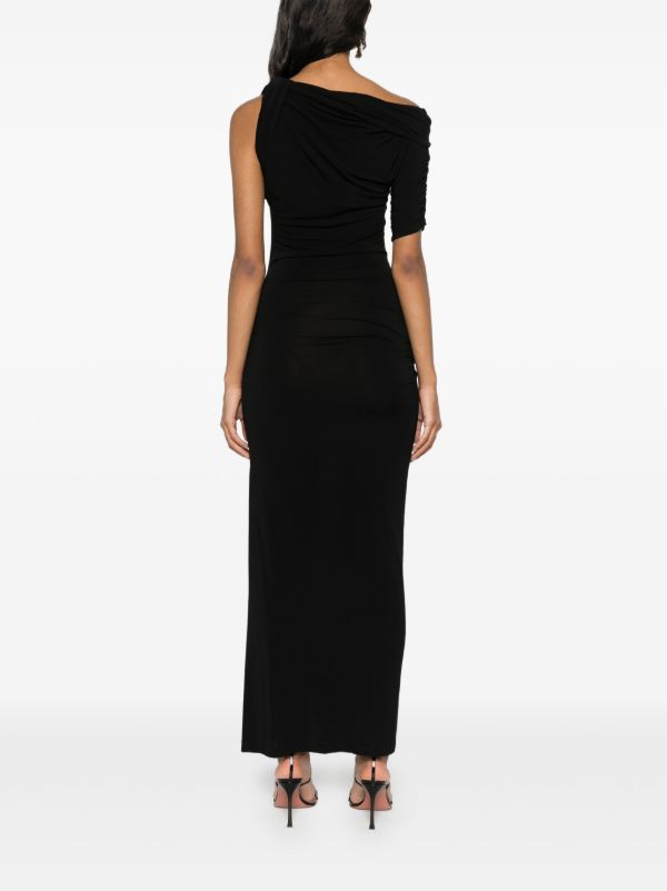 Jacquemus Black La Robe Drapeado Midi Dress | Browns Cocktail & Party Dresses