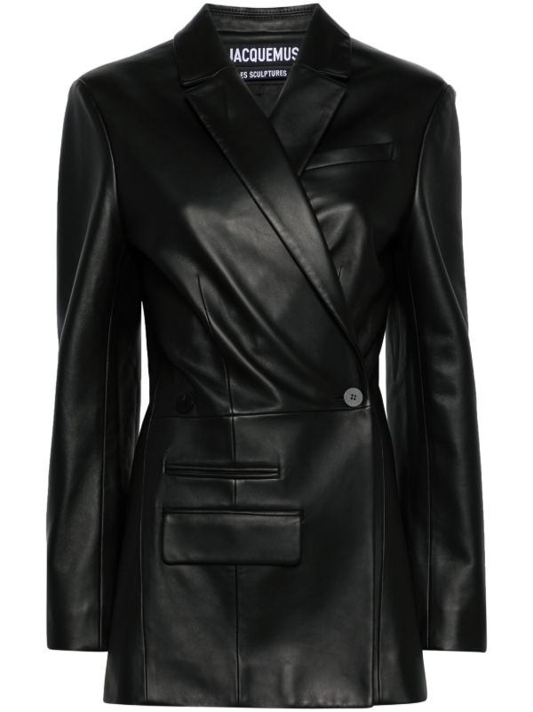 Jacquemus Black La Veste Tibau Leather Blazer | Browns Blazers