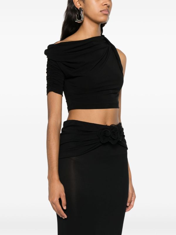 Jacquemus Black Le Haut Drapeado Cropped Top | Browns Blouses