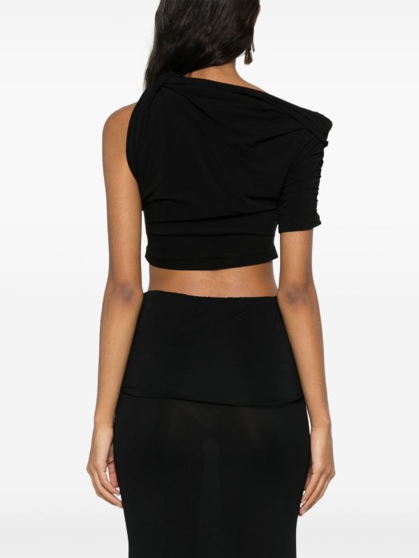 Jacquemus Black Le Haut Drapeado Cropped Top | Browns Blouses