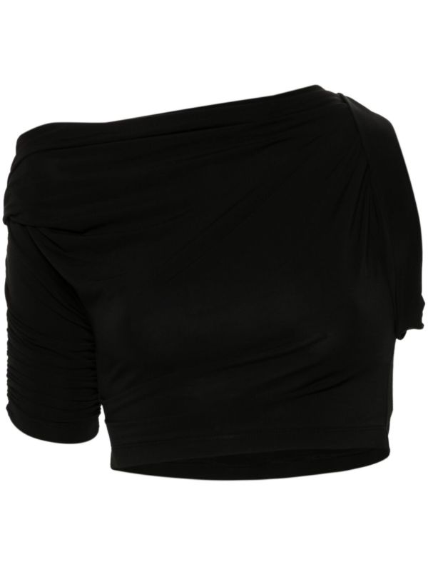 Jacquemus Black Le Haut Drapeado Cropped Top | Browns Blouses
