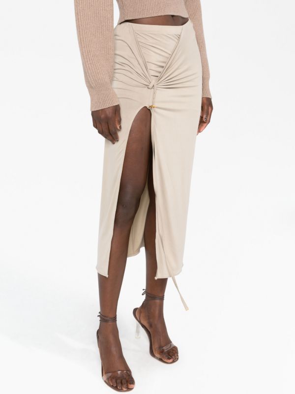 Jacquemus Grey La Jupe Pareo Croissant Midi Skirt | Browns Asymmetric & Draped Skirts