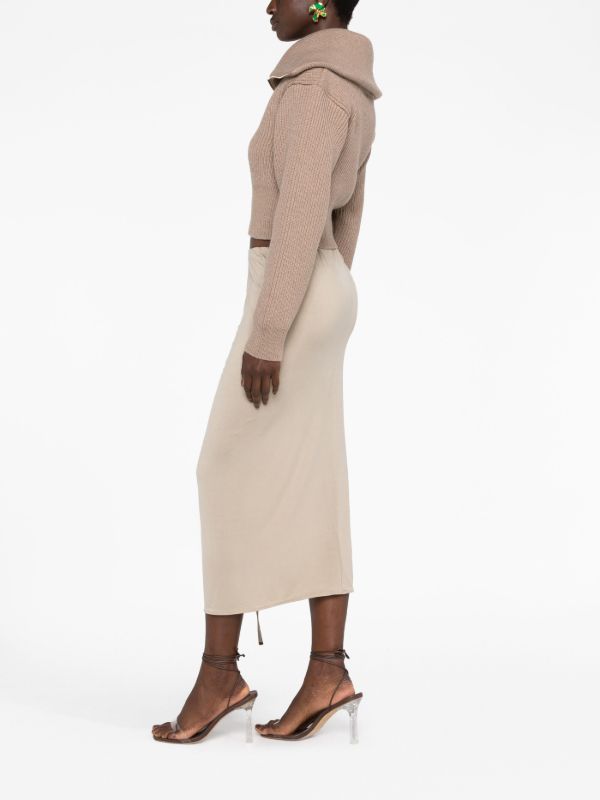 Jacquemus Grey La Jupe Pareo Croissant Midi Skirt | Browns Asymmetric & Draped Skirts