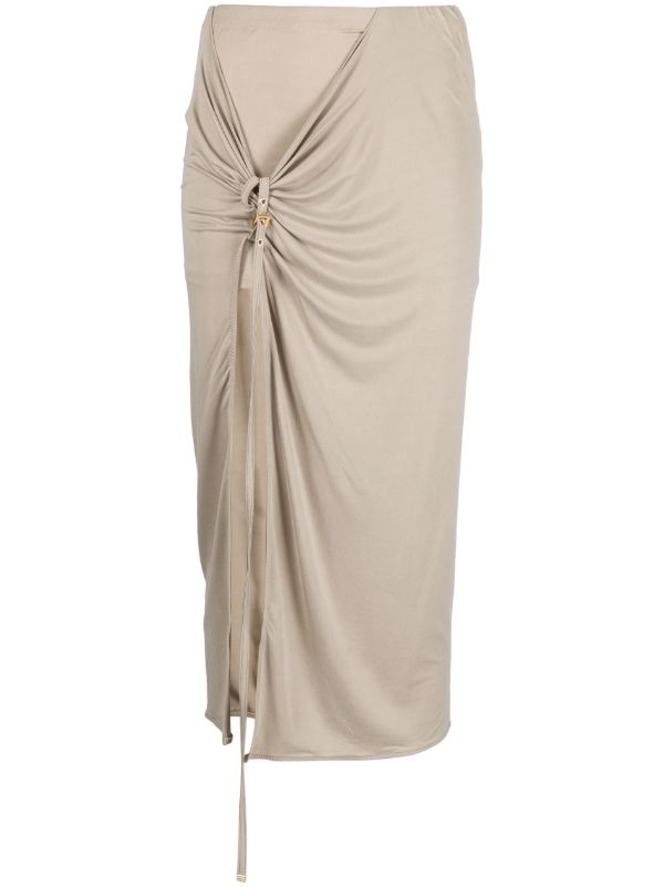 Jacquemus Grey La Jupe Pareo Croissant Midi Skirt | Browns Asymmetric & Draped Skirts