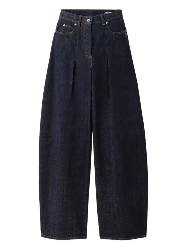 Jacquemus Le De-Nîmes Ovalo pleated jeans | Browns Wide-Leg Jeans