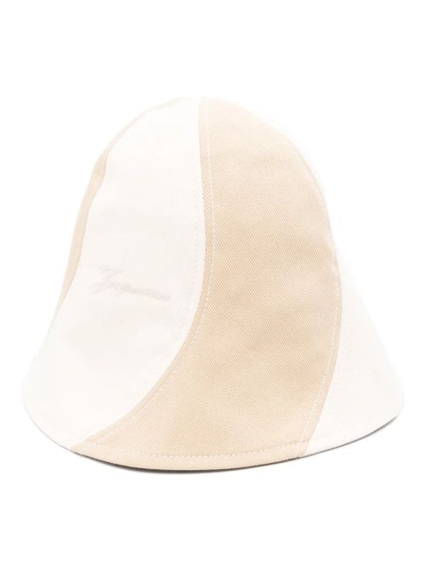 Jacquemus Neutrals Striped Cotton Bucket Hat | Browns Hats