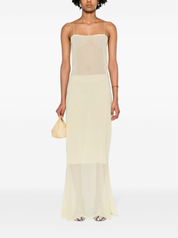 Jacquemus Yellow La Robe Brezza Mousseline Slip Dress | Browns Evening Dresses