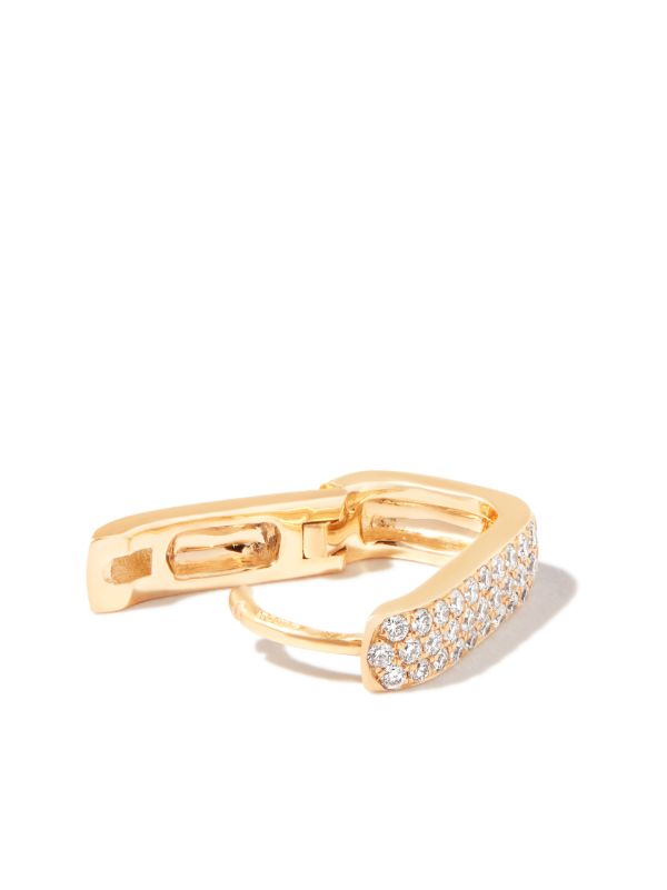 Jacquie Aiche 14K Yellow Gold Small Rectangle Diamond Hoop Earring | Browns Fine Earrings