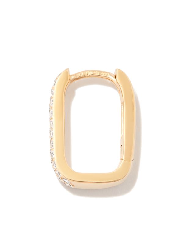 Jacquie Aiche 14K Yellow Gold Small Rectangle Diamond Hoop Earring | Browns Fine Earrings