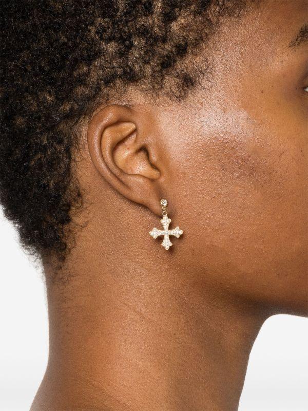 Jacquie Aiche 14kt Yellow Gold Cross Diamond Earring | Browns Earrings