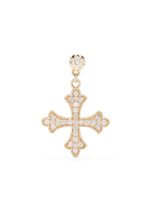 Jacquie Aiche 14kt yellow gold cross diamond earring | Browns Earrings