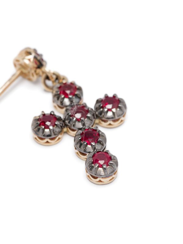 Jacquie Aiche 14kt Yellow Gold Cross Ruby Earrings | Browns Earrings