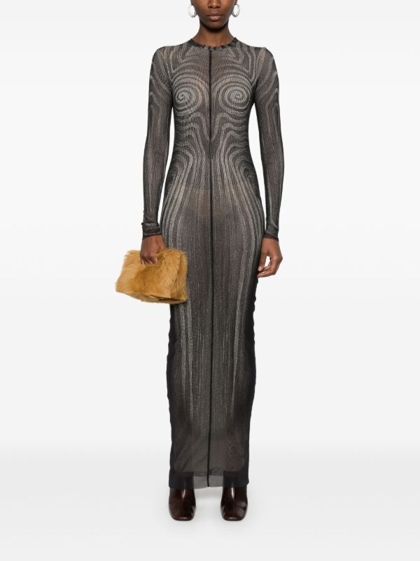 Jean Paul Gaultier Black Printed Mesh Maxi Dress | Browns Day Dresses