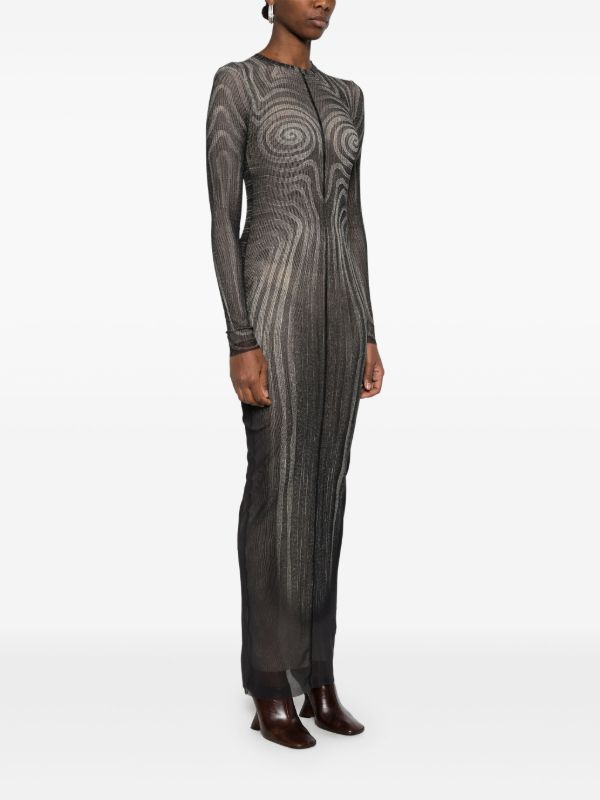 Jean Paul Gaultier Black Printed Mesh Maxi Dress | Browns Day Dresses