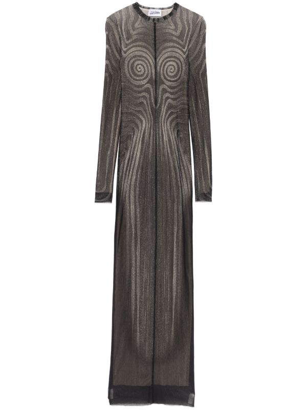 Jean Paul Gaultier Black Printed Mesh Maxi Dress | Browns Day Dresses