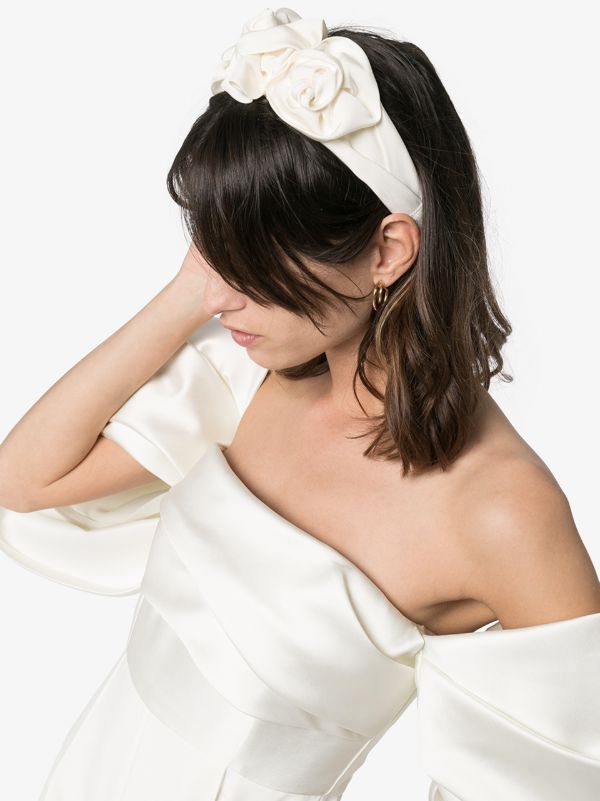 Jennifer Behr White Rosette Silk Headband | Browns Hair Accessories