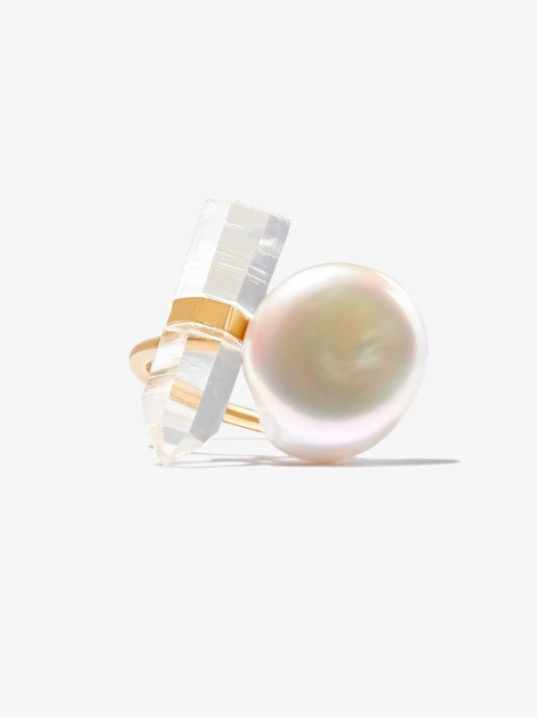 JIA JIA 14K Gold Ocean Crystal Quartz Pearl Ring | Browns Fine Rings
