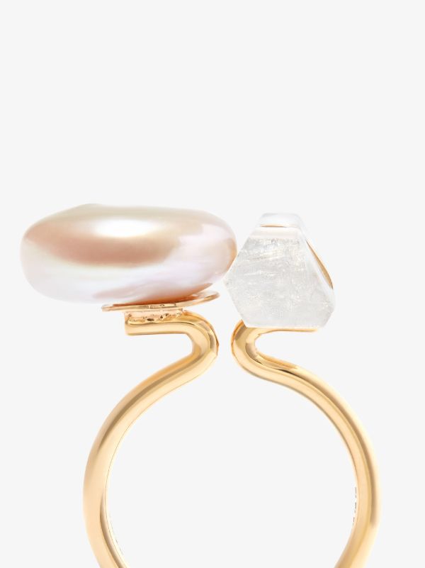 JIA JIA 14K Gold Ocean Crystal Quartz Pearl Ring | Browns Fine Rings