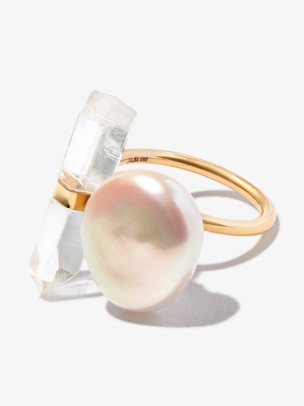 JIA JIA 14K gold Ocean crystal quartz pearl ring | Browns Fine Rings