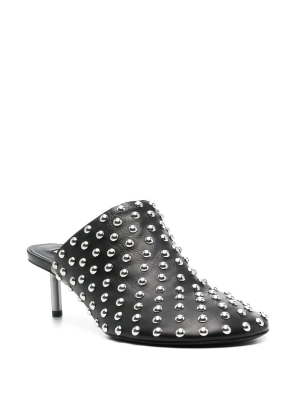 Jil Sander Black 60 Leather Studded Mules | Browns Mules