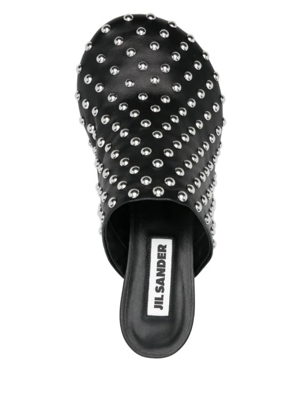 Jil Sander Black 60 Leather Studded Mules | Browns Mules