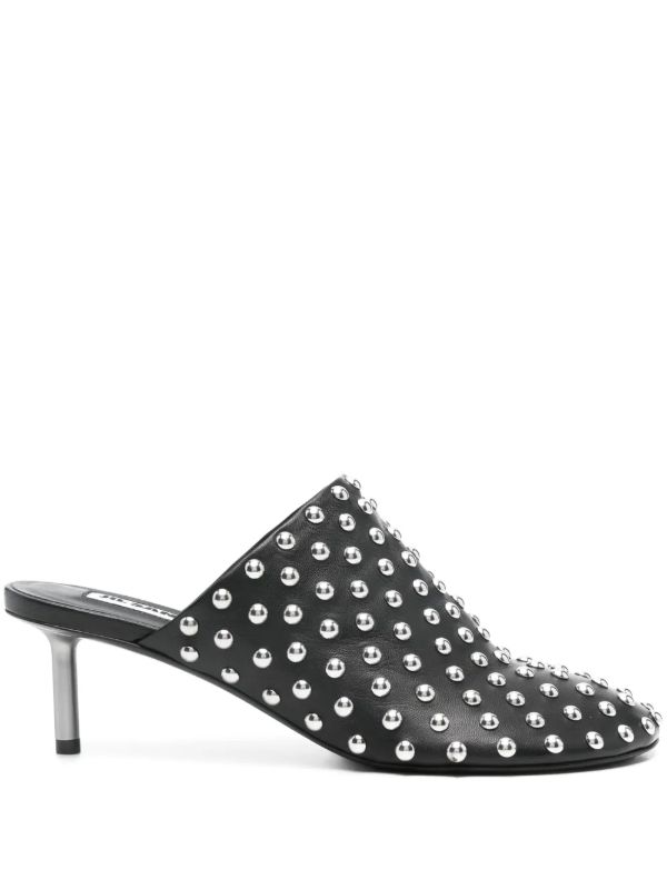 Jil Sander Black 60 Leather Studded Mules | Browns Mules