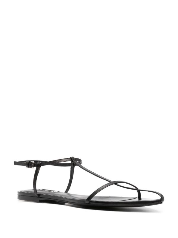 Jil Sander Black Ankle-Strap Leather Sandals | Browns Sandals