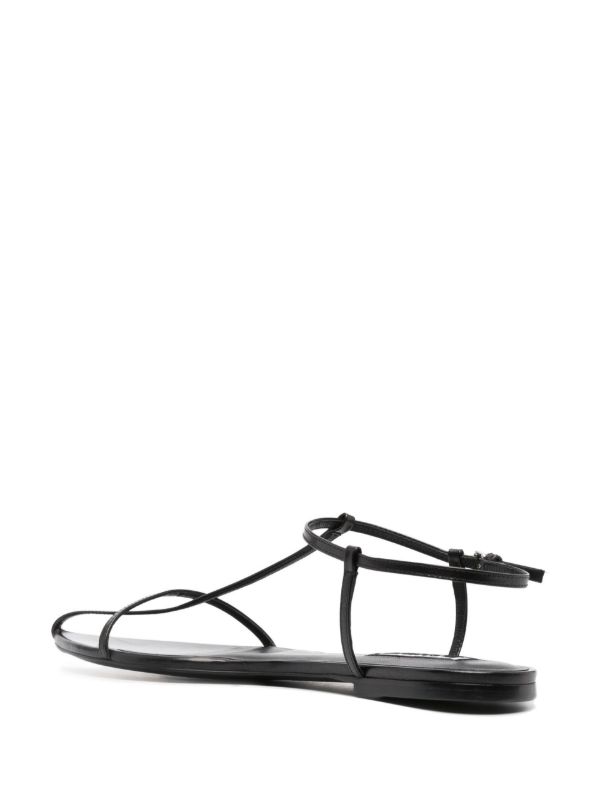 Jil Sander Black Ankle-Strap Leather Sandals | Browns Sandals