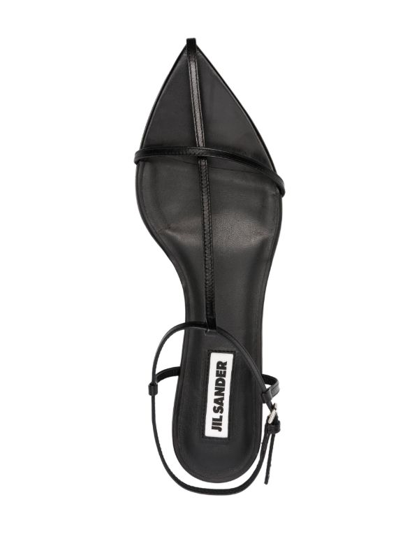 Jil Sander Black Ankle-Strap Leather Sandals | Browns Sandals