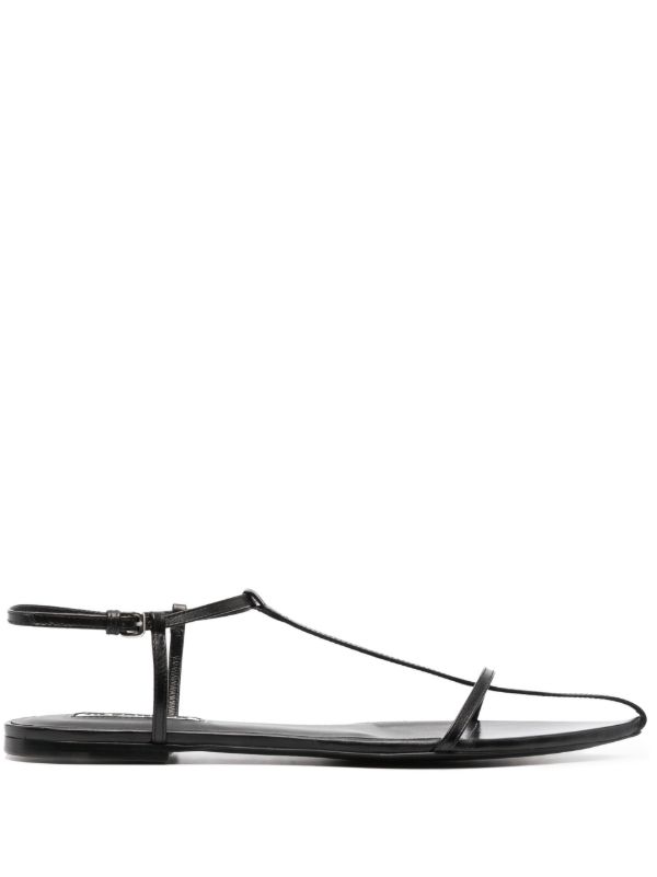 Jil Sander Black Ankle-Strap Leather Sandals | Browns Sandals