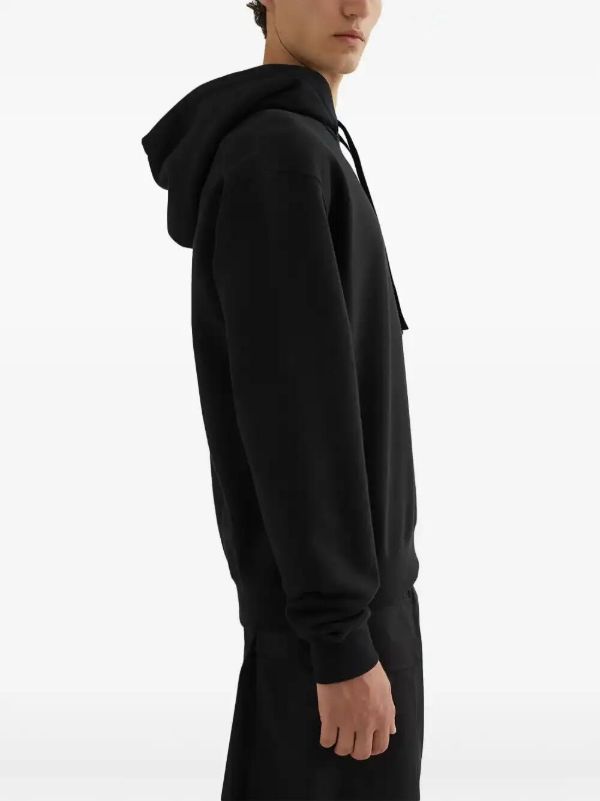 Jil Sander Black Cotton Logo-Print Hoodie | Browns Hoodies