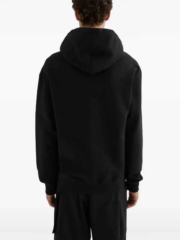 Jil Sander Black Cotton Logo-Print Hoodie | Browns Hoodies