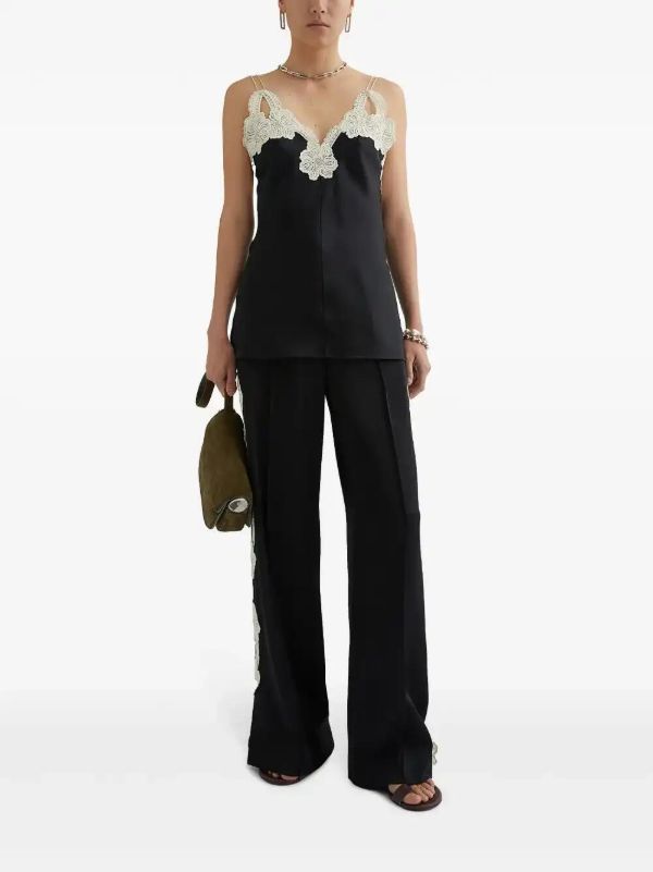 Jil Sander Black Embroidered Lace Trousers | Browns Straight-Leg Pants