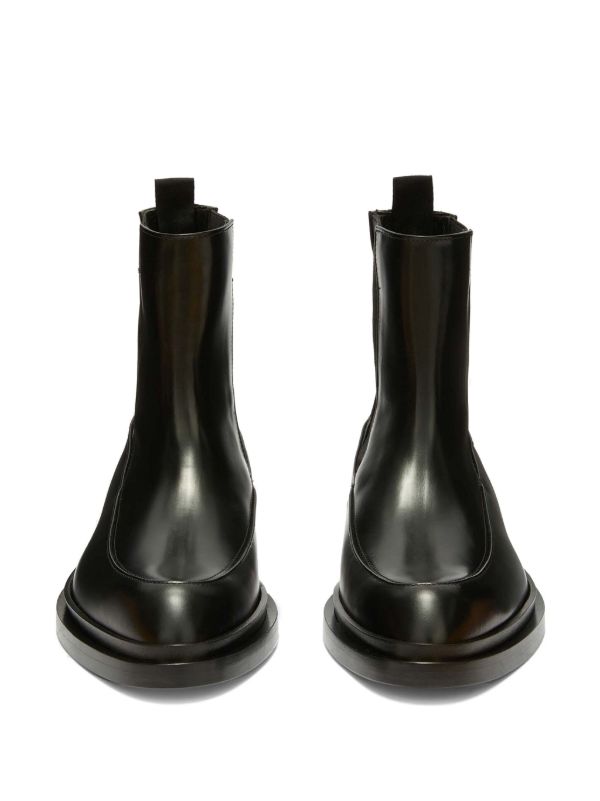 Jil Sander Black Leather Ankle Boots | Browns Boots