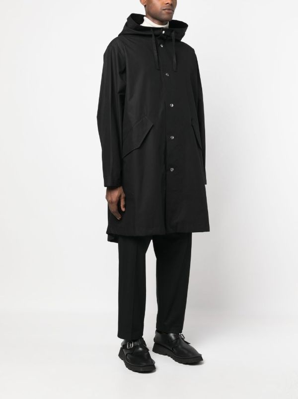 Jil Sander Black Logo Print Hooded Parka Coat | Browns Parkas