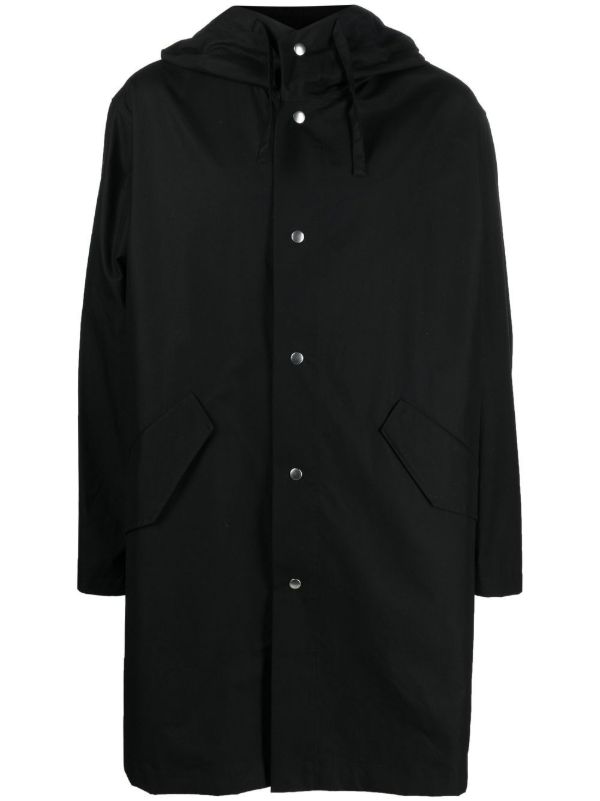 Jil Sander black logo print hooded parka coat | Browns Parkas