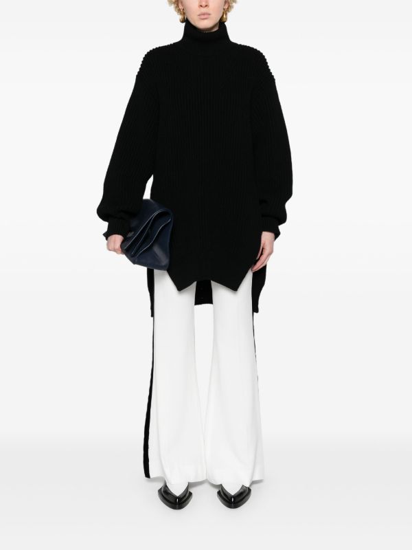 Jil Sander Black Ribbed Wool Sweater | Browns Knitted Sweaters