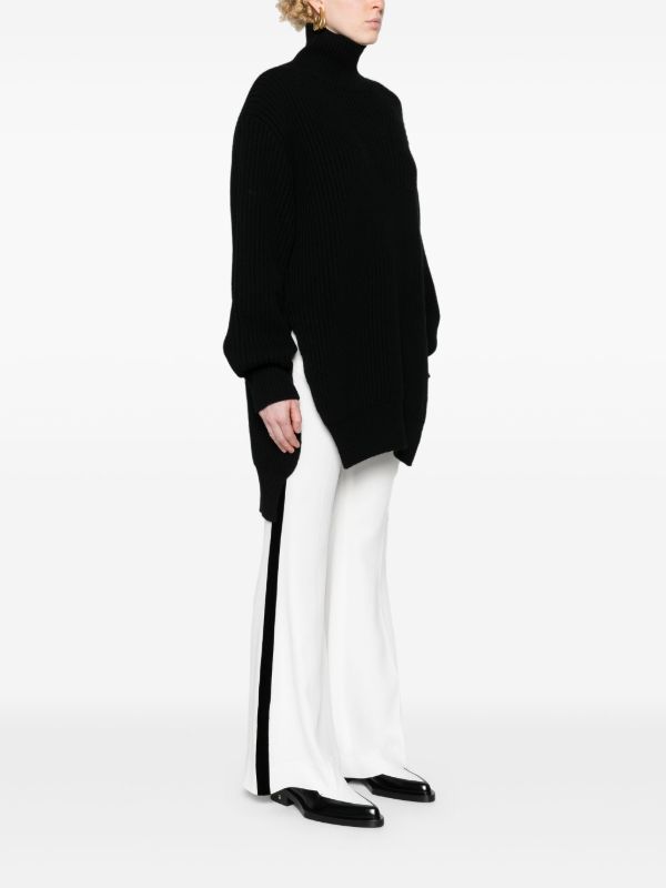 Jil Sander Black Ribbed Wool Sweater | Browns Knitted Sweaters