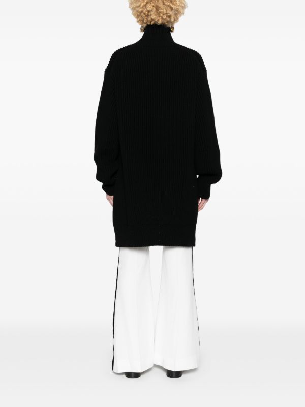 Jil Sander Black Ribbed Wool Sweater | Browns Knitted Sweaters