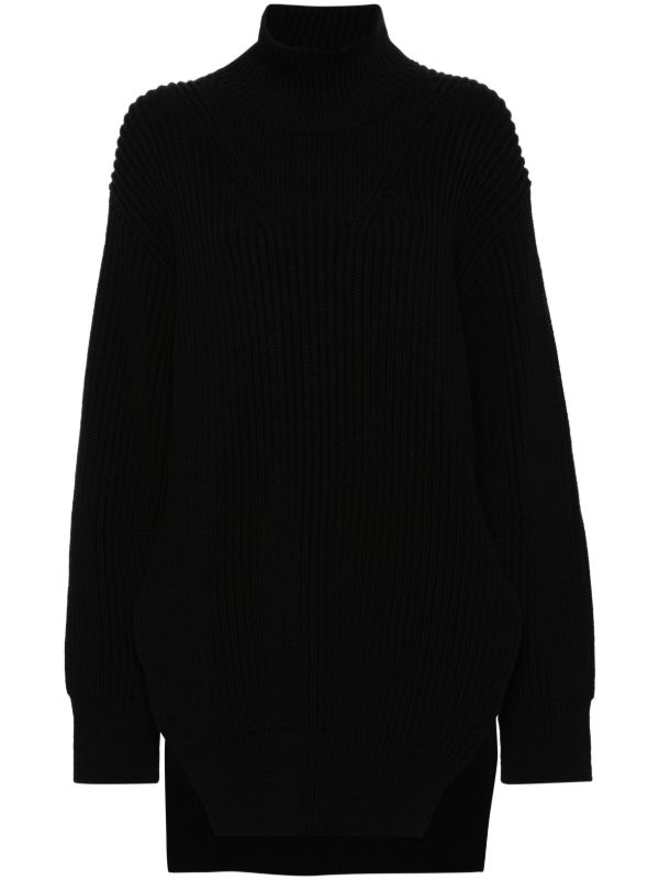 Jil Sander black ribbed wool sweater | Browns Knitted Sweaters