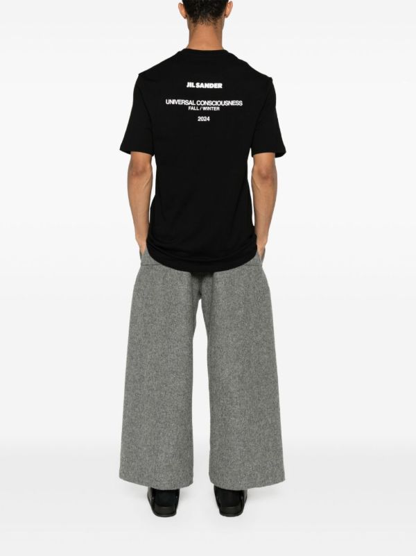 Jil Sander Black Slogan-Print Cotton T-shirt | Browns T-Shirts